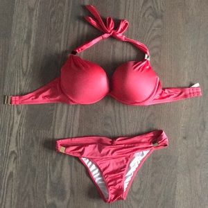 Coral Victoria’s Secret Bikini S Bottom 34D Top